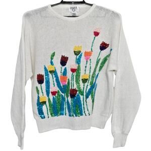 Vintage Womens Cervelle Sweater Size Large Tulip Sequin Art to Wear Embellished